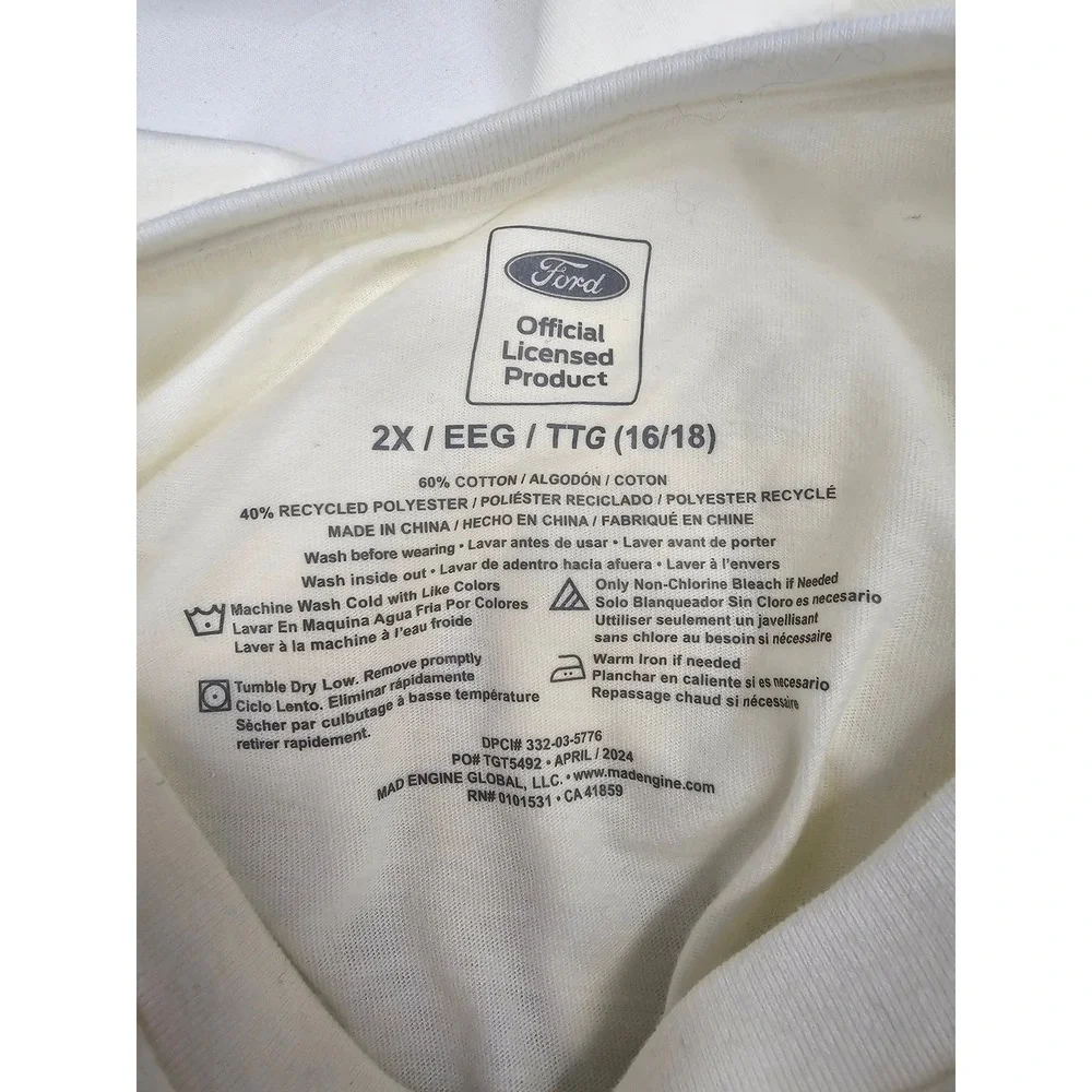 Ford Bronco Graphic T-Shirt Boys XXL 16/18 Cream Short Sleeve‎ Mad Engine New